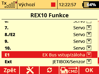 Konfigurace hlavního přijímače REX