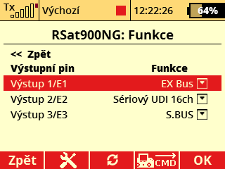 Konfigurace záložního přijímače Rsat 900 NG